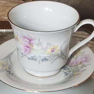 JAM2 by Jamestown Cup & Saucer Set - Pink&Yellow Floral 1970's